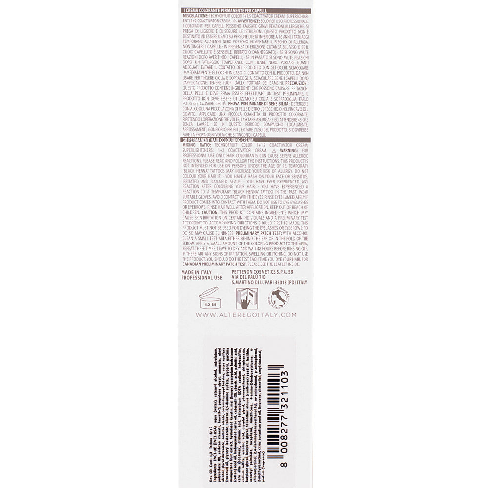 Alterego Technofruit Color 6/17 Biondo Scuro Cenere Marrone 100ml - colorazione permanente