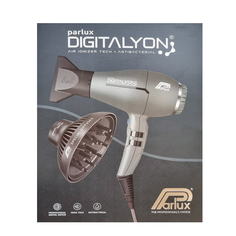 Parlux Digitalyon + Magic Sense - asciugacapelli grigio glitter con diffusore