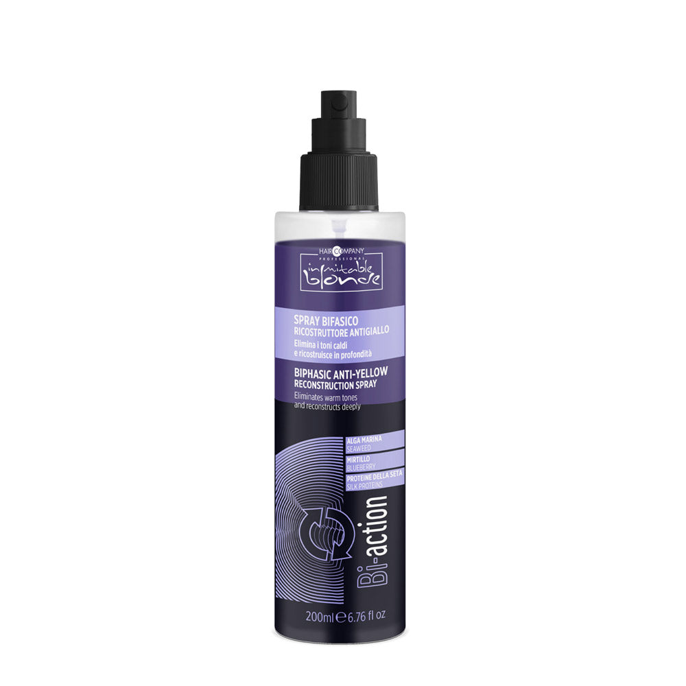 Hair Company Inimitable Blonde Biphasic Anti-Yellow Reconstruction Spray 200ml - spray bifasico ricostruttore antigiallo