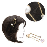 VIAHERMADA  Set di tre clip in metallo dorato con strass e perla  5cm