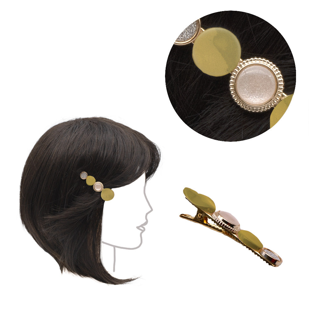 VIAHERMADA Molletta Clip in metallo con decori Giallo Senape 6cm