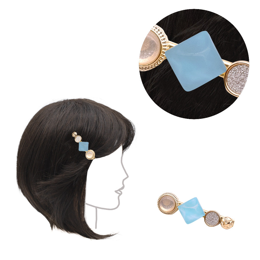 VIAHERMADA Clip a Molletta con Pietra Celeste Chiaro 6cm