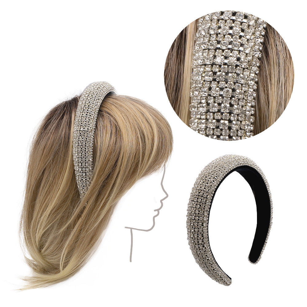 VIAHERMADA Cerchietto Bombato con Strass Silver