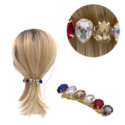 VIAHERMADA Clip per Capelli in Metallo dorato con Strass a Goccia 7,5cm