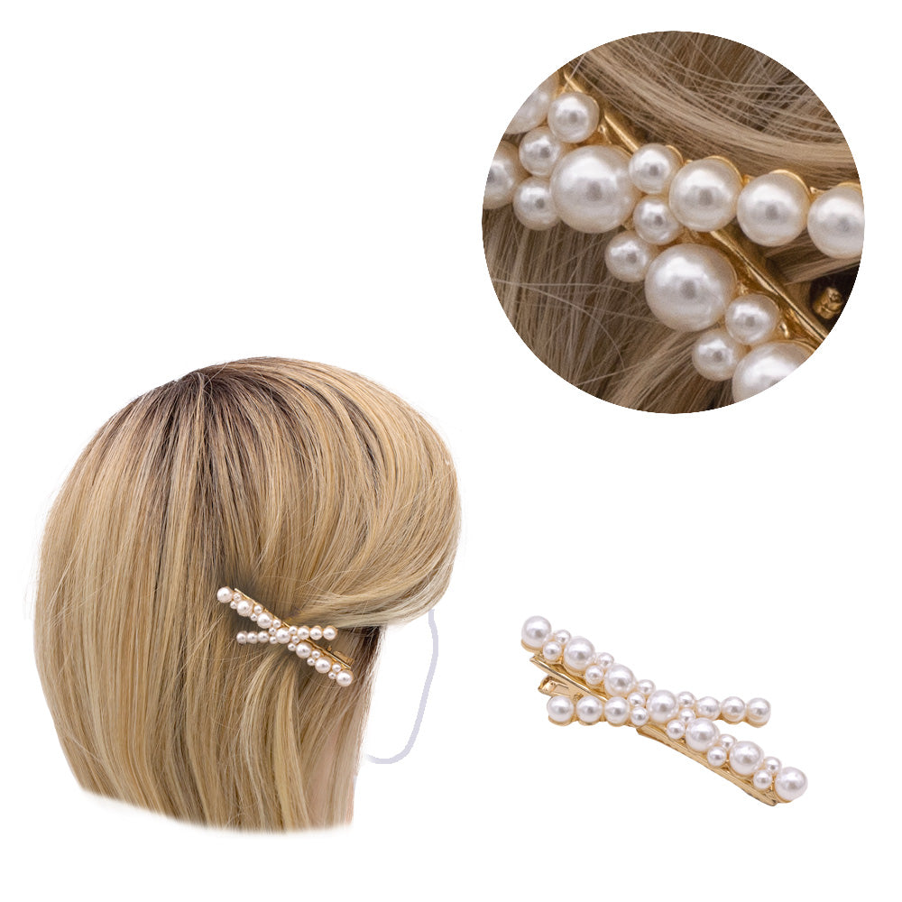 VIAHERMADA Clip Per Capelli in Metallo Dorato 6.5x2 cm