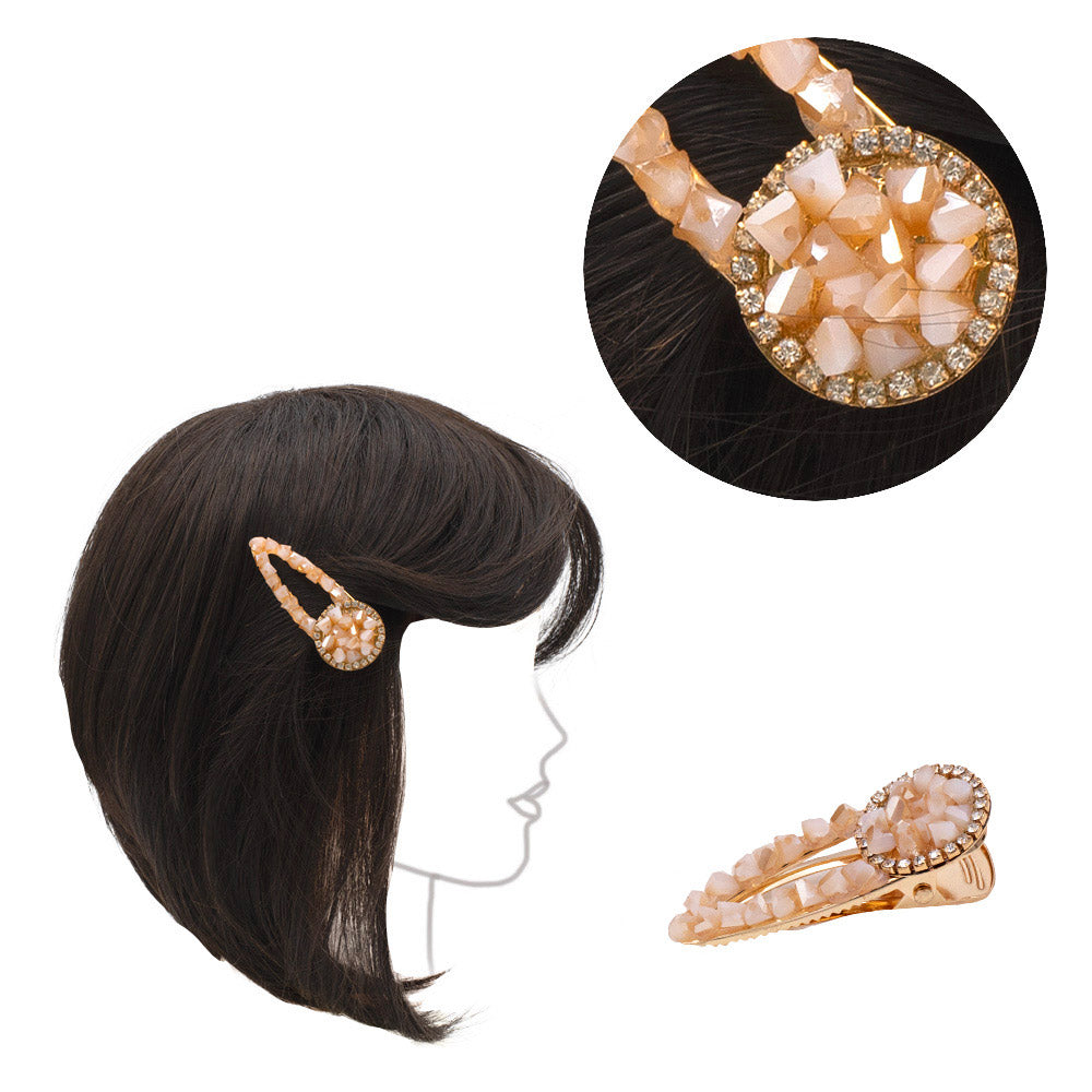VIAHERMADA Molletta a clip con Strass e vetro Multi Sfaccettato Rosa 5,5cm