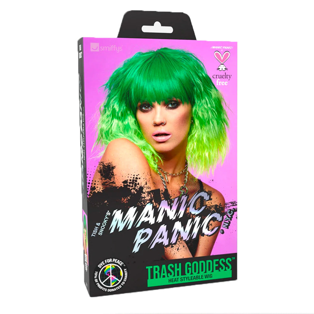 Manic Panic Venus Envy Trash Goddess Wig - parrucca verde elettrico giallo neon