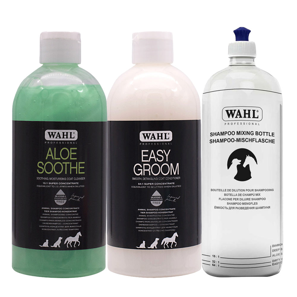 Wahl Pro Pet Aloe Soothe Shampoo 500ml Groom Conditioner 500ml Mixing Bottle