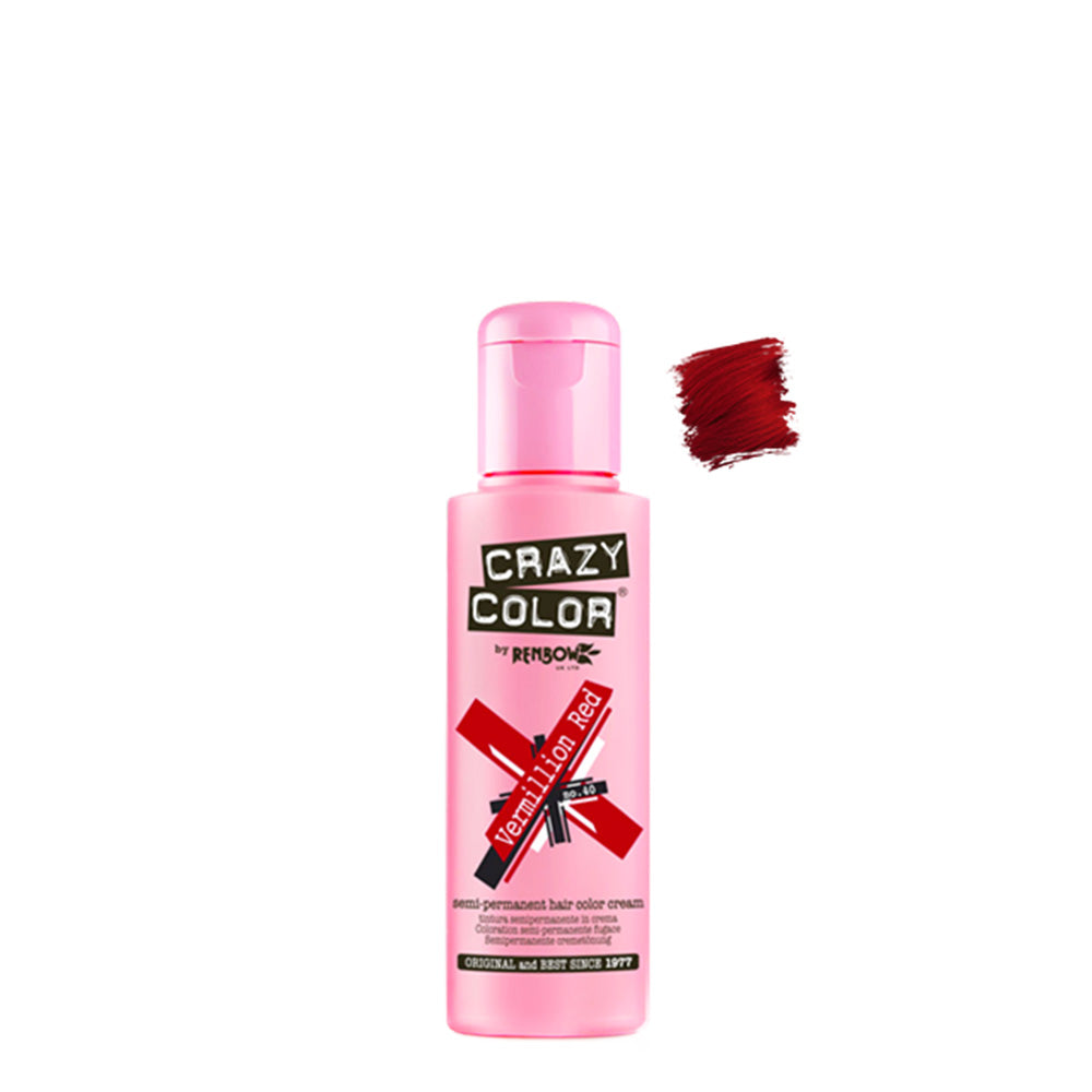 Crazy Color Vermillion Red no 40, 100ml - crema colorante rosso vermiglio