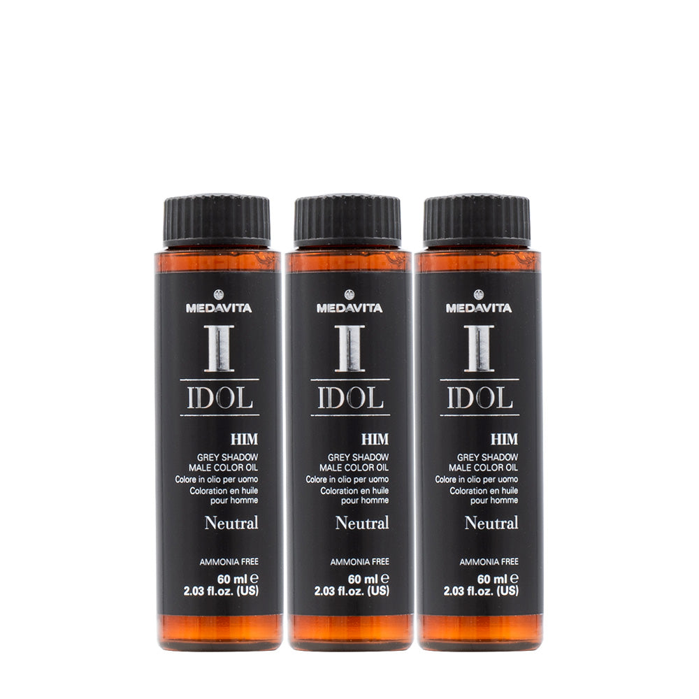 Medavita Idol Man Male Color Grey Shadow 3x60ml - colorazione da uomo neutra