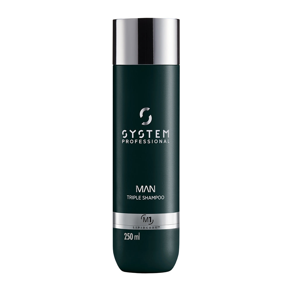 System Professional Man Triple Shampoo M1, 250ml - Shampoo Capelli Corpo e barba