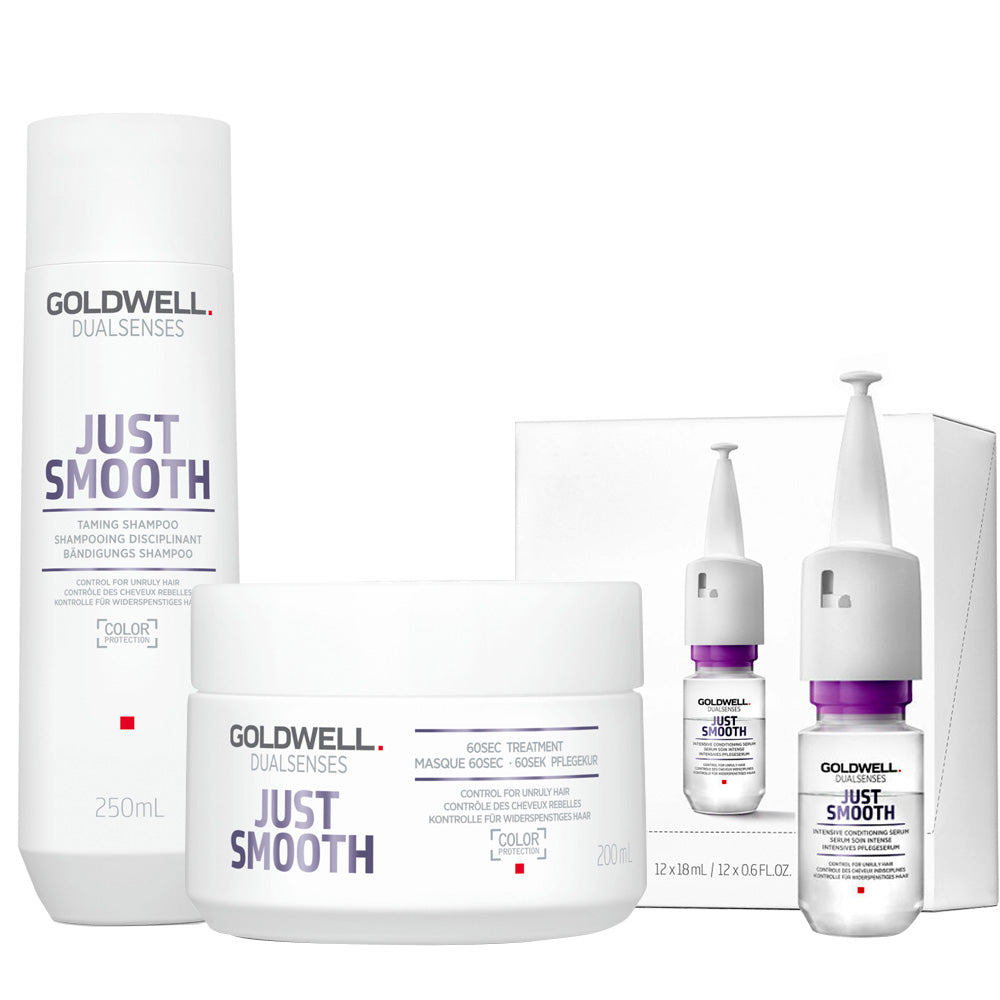 Goldwell Taming Shampoo 250ml Maschera 200ml e Siero Anticrespo 12x18ml