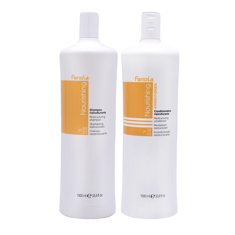 Fanola Nutri Care Shampoo 1000ml e Balsamo 1000ml Ristrutturante Capelli Danneggiati