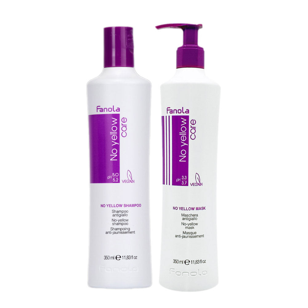 Fanola No Yellow Antigiallo Shampoo 350ml e Maschera 350ml per Capelli Biondi