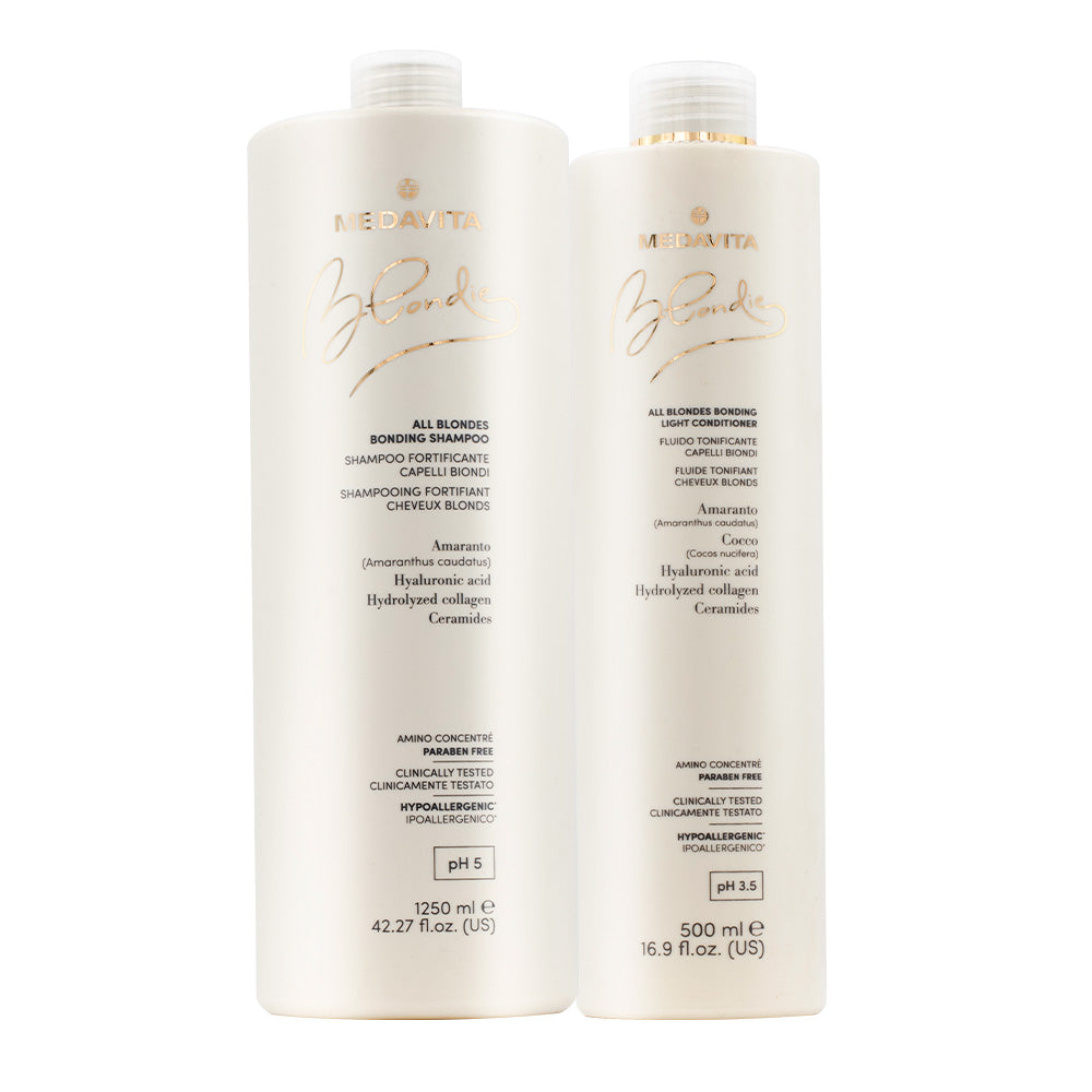 Medavita Blondie Shampoo 1250ml e Balsamo 500 tutti i Capelli Biondi
