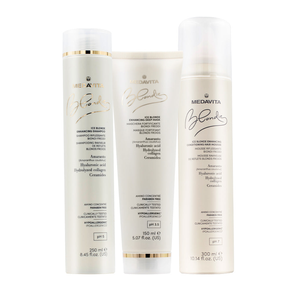 Medavita Blondie Ice Shampoo 250ml Maschera 150ml Schiuma 300ml