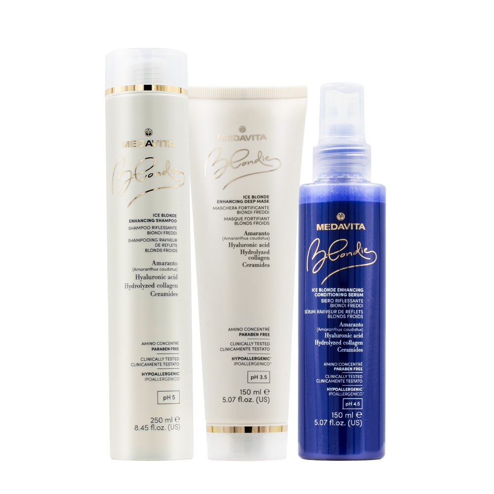 Medavita Blondie Ice Shampoo 250ml Maschera 150ml Siero 150ml