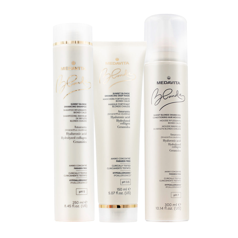 Medavita Blondie Sunset Shampoo 250ml Maschera 150ml Schiuma 300ml