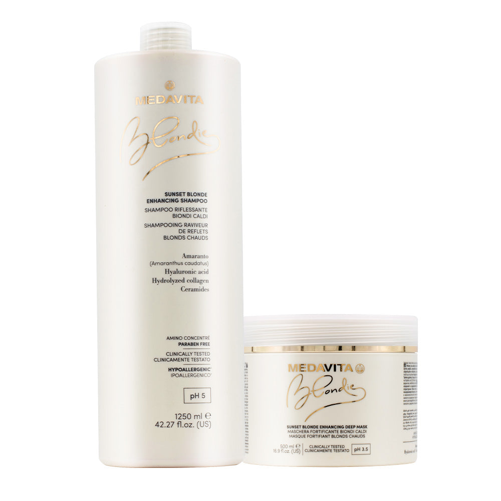 Medavita Blondie Sunset Shampoo 1250ml e Maschera 500ml Biondi Caldi