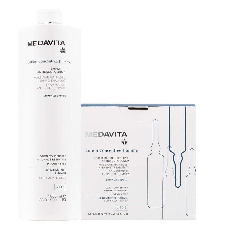 Medavita Lotion concentree Homme Shampoo anticaduta uomo 1000ml Fiale 13x6ml