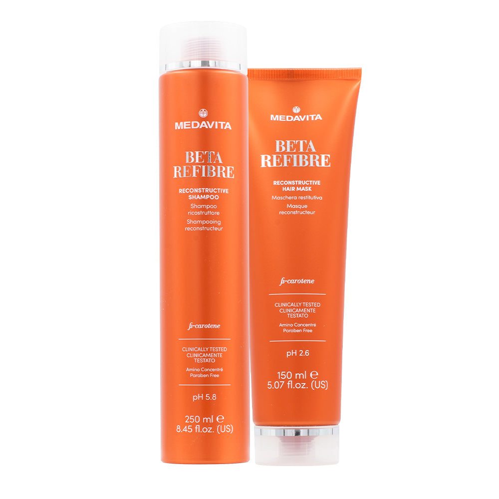 Medavita Shampoo 250ml Maschera 150ml di Ricostruzione per Capelli Rovinati