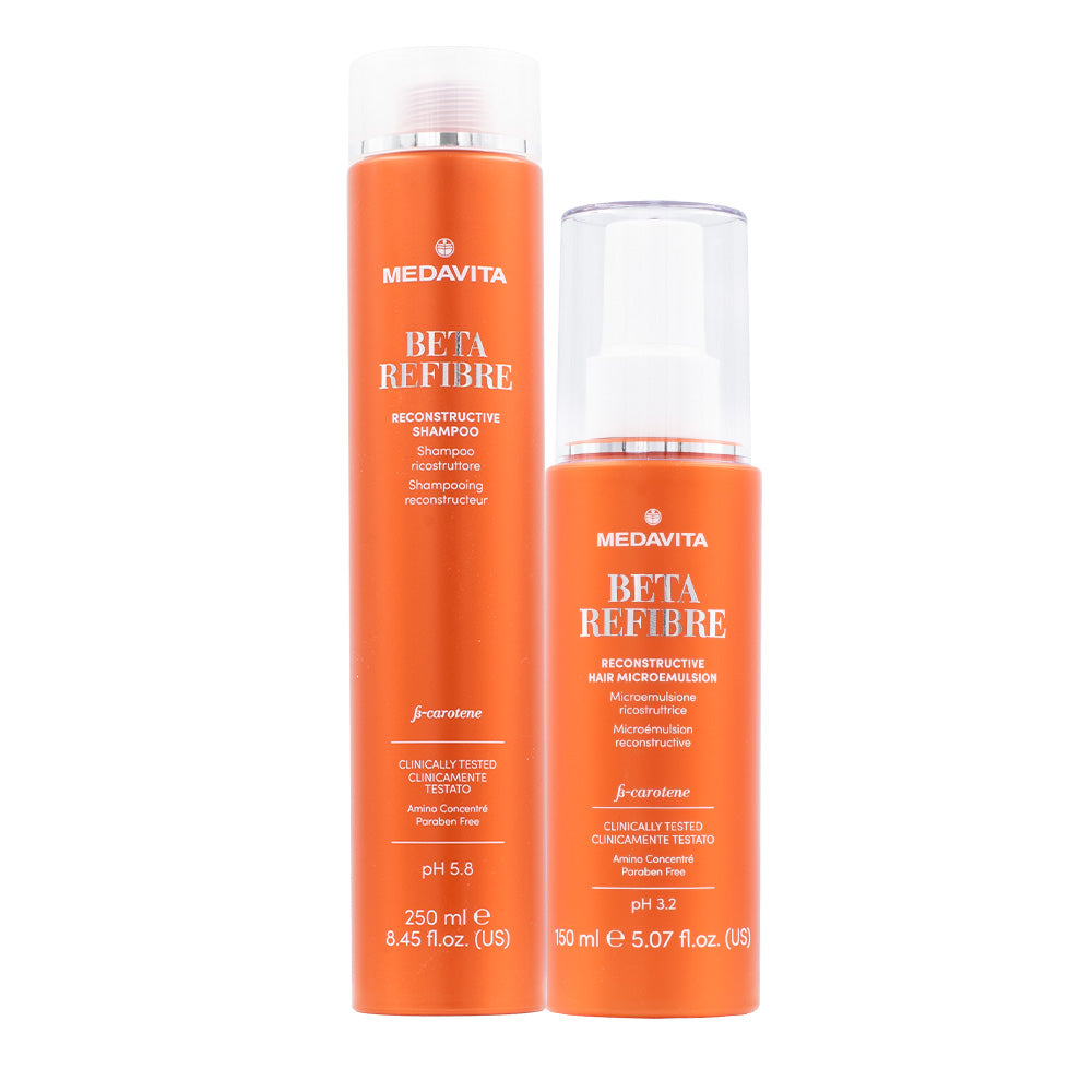 Medavita Shampoo 250ml e Siero 150ml di Ricostruzione per Capelli Rovinati