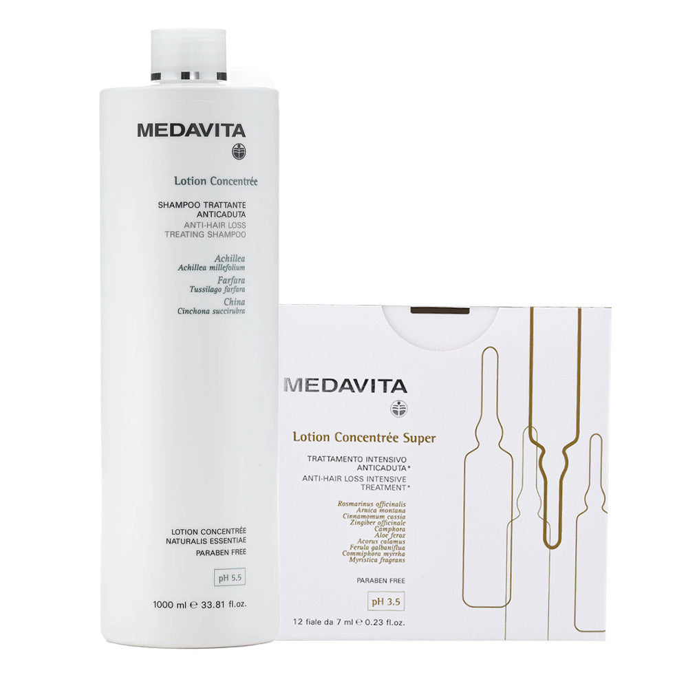 Medavita Cute Lotion Concentree Rituale Anticaduta Shampoo 1000ml e Fiale Super 12x7ml