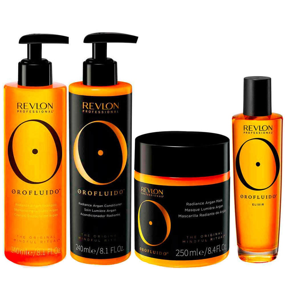Revlon Orofluido Radiance Argan Shampoo250ml Conditioner240ml Mask250ml Oil100ml