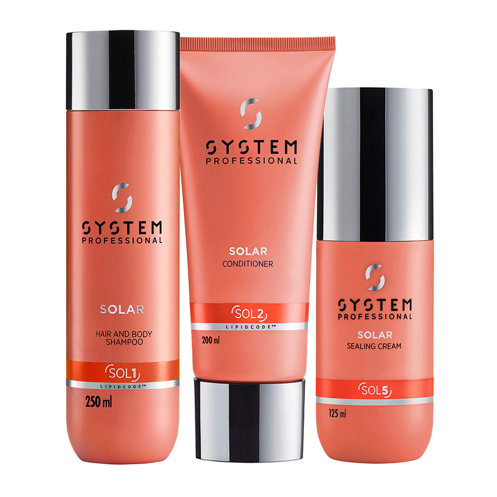 System Professional Solar Shampoo 250ml Conditioner 200ml Sealing Cream 125ml