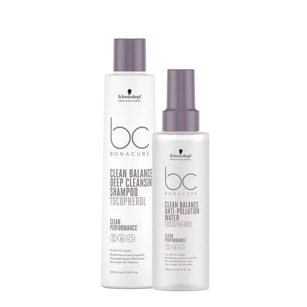 Schwarzkopf BC Clean Balance Deep Cleans Shampoo 250ml Anti Pollution Water 150m
