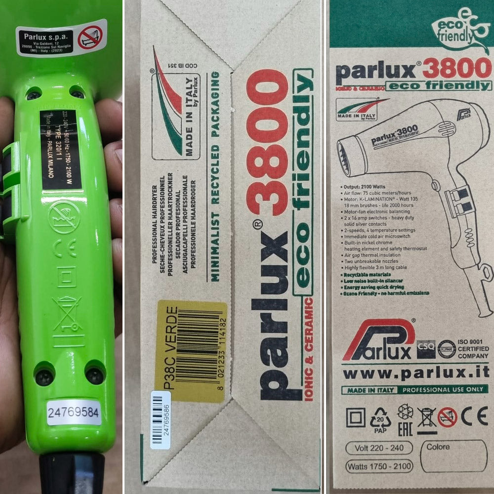 Parlux 3800 EcoFriendly Ionic & Ceramic - asciugacapelli professionale verde