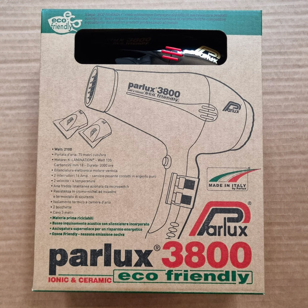 Parlux 3800 EcoFriendly Ionic & Ceramic - asciugacapelli professionale nero