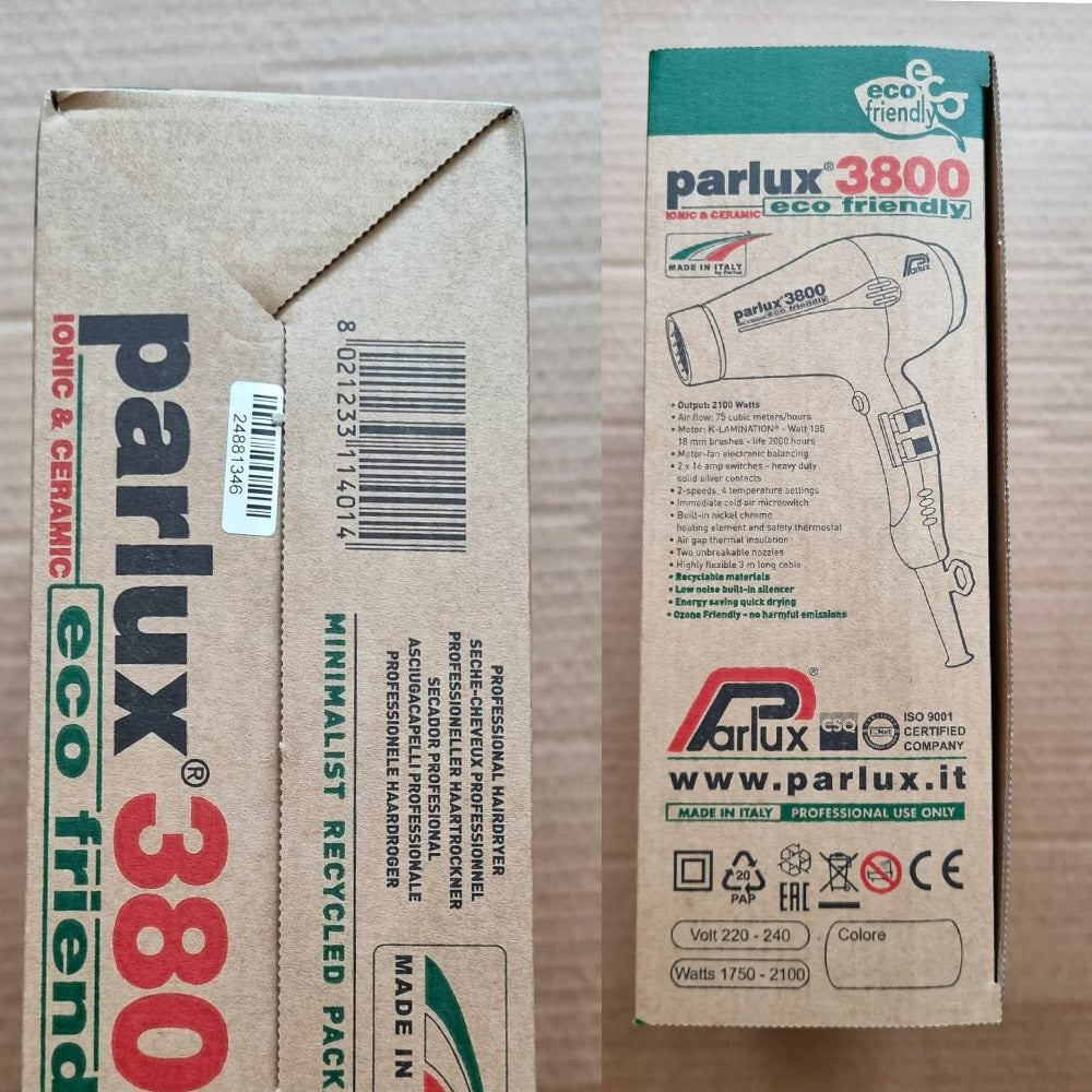 Parlux 3800 EcoFriendly Ionic & Ceramic - asciugacapelli professionale nero
