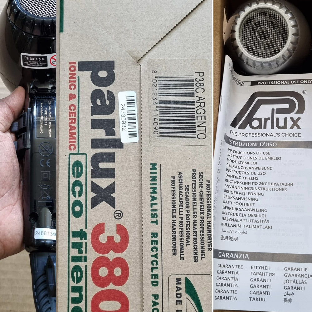 Parlux 3800 EcoFriendly Ionic & Ceramic - asciugacapelli professionale argento