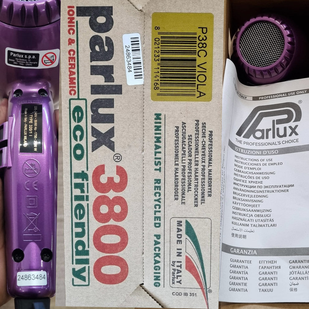 Parlux 3800 EcoFriendly Ionic & Ceramic - asciugacapelli professionale viola