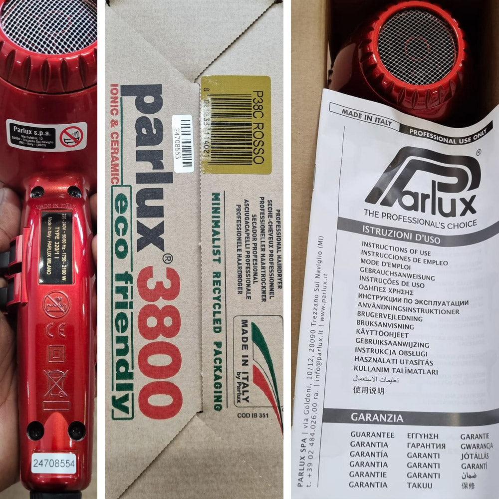 Parlux 3800 EcoFriendly Ionic & Ceramic - asciugacapelli professionale rosso