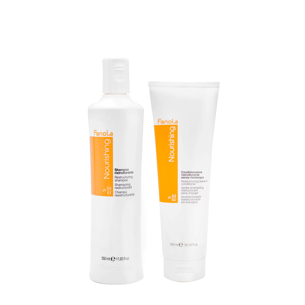 Fanola Nutri Care Shampoo 350ml e Balsamo 300ml Ristrutturante Capelli Danneggiati