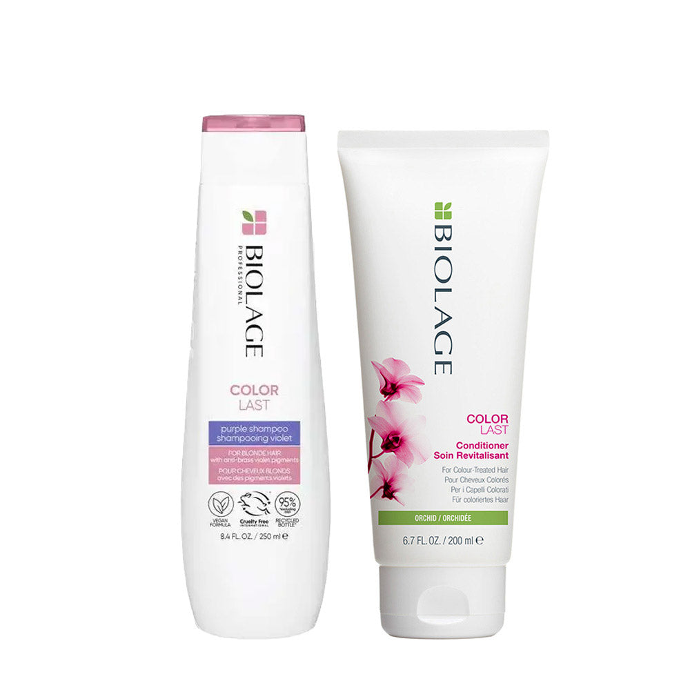 Biolage Set per Capelli Biondi Shampoo Antigiallo 250ml e Balsamo 200ml
