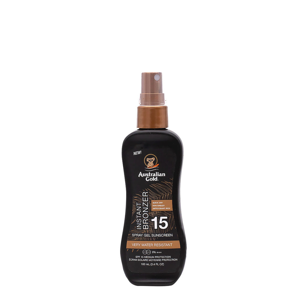 Australian Gold SPF15 Instant Bronzer Spray Gel Sunscreen 100ml