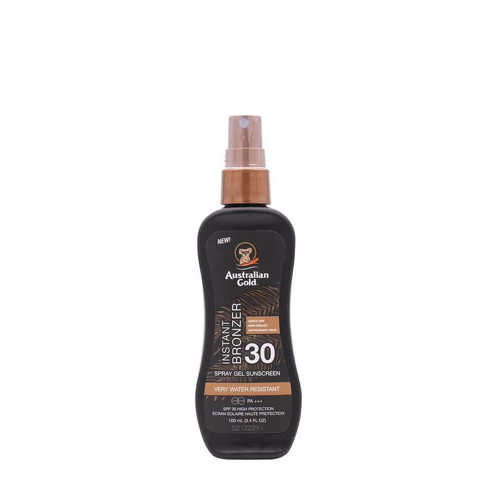 Australian Gold SPF30 Instant Bronzer Spray Gel Sunscreen 100ml