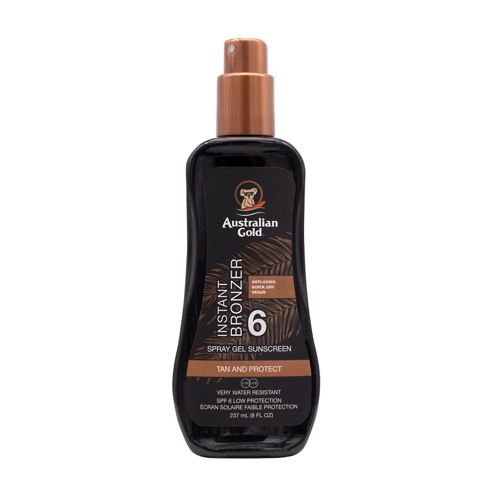 Australian Gold SPF6 Instant Bronzer Spray Gel Sunscreen 237ml-spray protezione