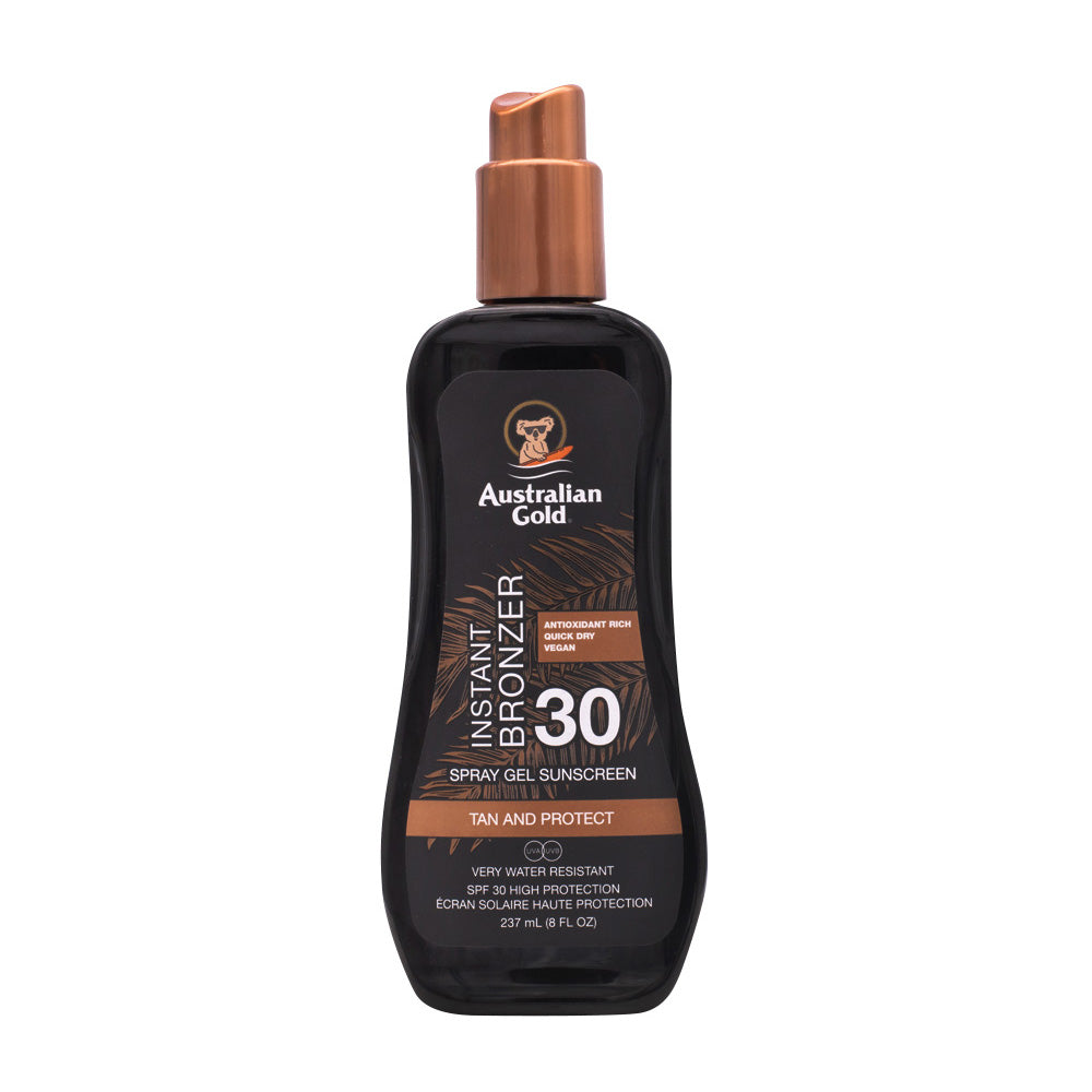 Australian Gold SPF30 Instant Bronzer Spray Gel Sunscreen 237ml-spray protezione