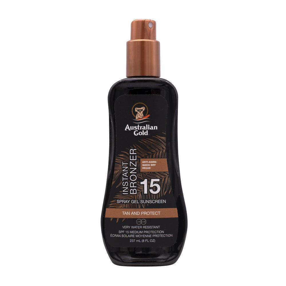 Australian Gold SPF15 Instant Bronzer Spray Gel Sunscreen 237ml-spray protezione