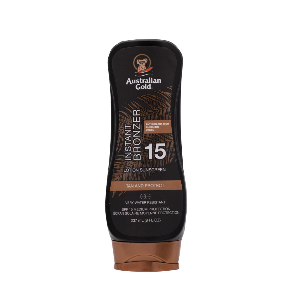 Australian Gold SPF15 Instant Bronzer Lotion Sunscreen 237ml - protezione solare