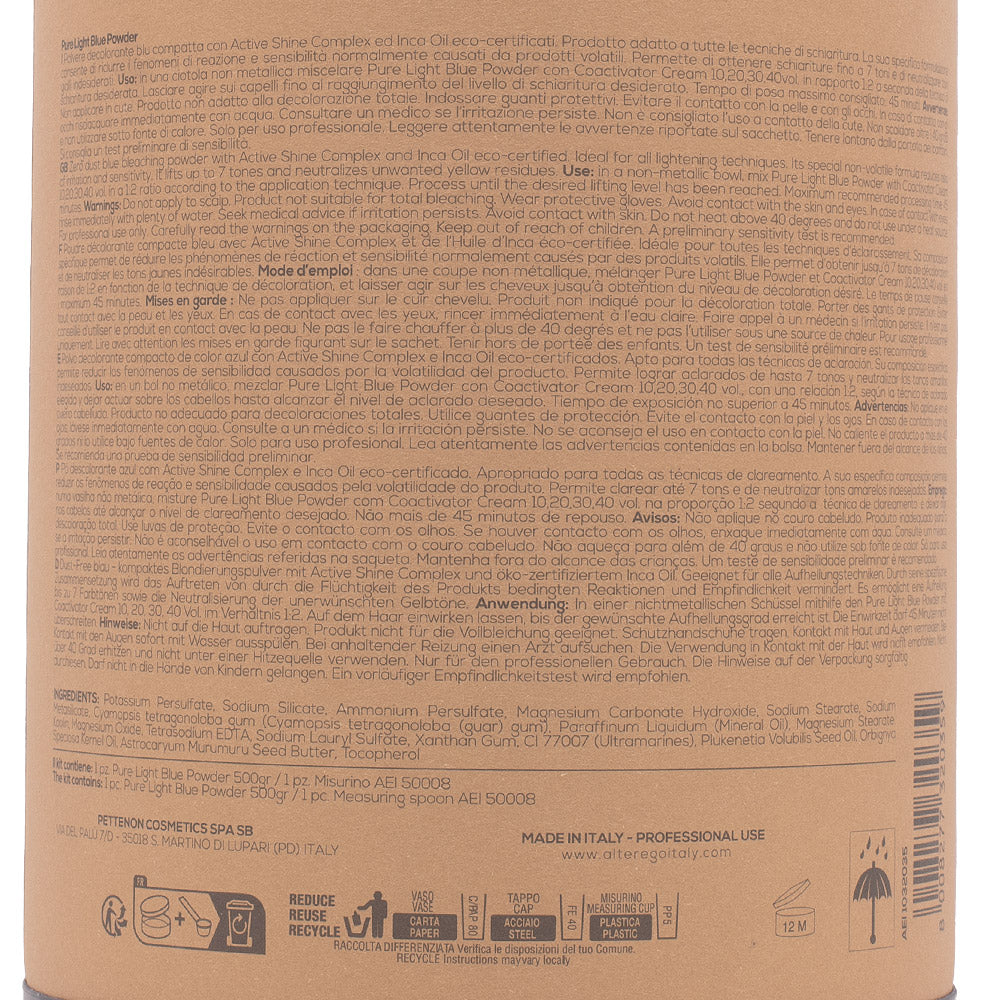 Alterego Blondego Pure Light Blue Powder 500gr - polvere decolorante blu compatta