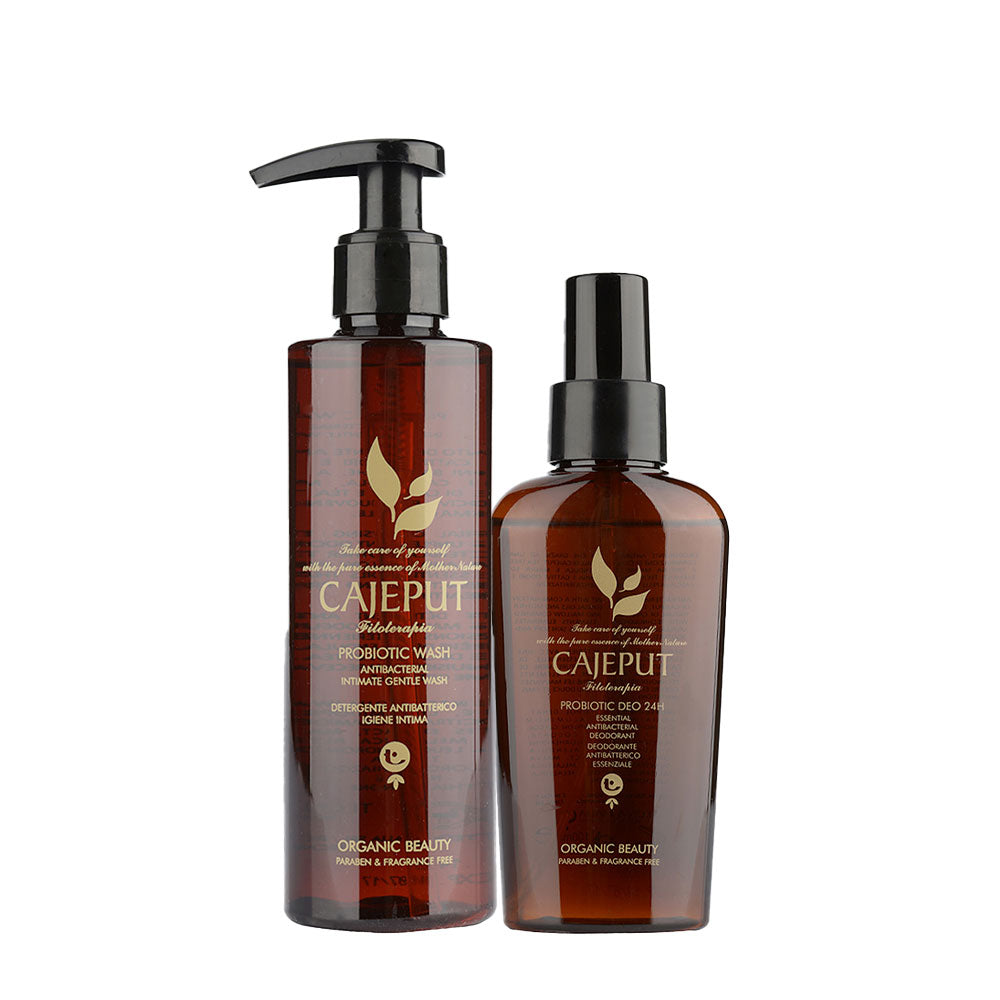 Tecna Cajeput Probiotic Wash 200ml Deo 24h 100ml Zaino a Sacca