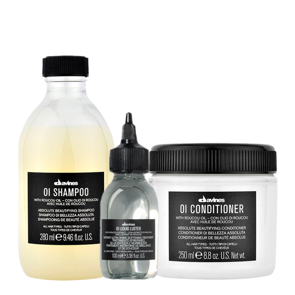 Davines OI Shampoo 280ml Liquid Luster 100ml Conditioner 250ml