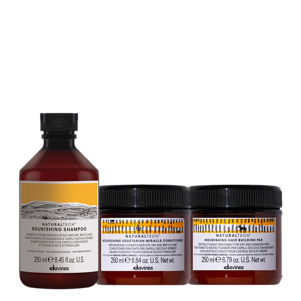 Davines Naturaltech Nourishing Shampoo 250ml Conditioner 250ml Treatment 250ml
