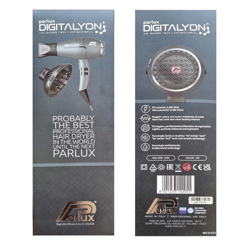 Parlux Digitalyon + Magic Sense - asciugacapelli grigio glitter  con diffusore