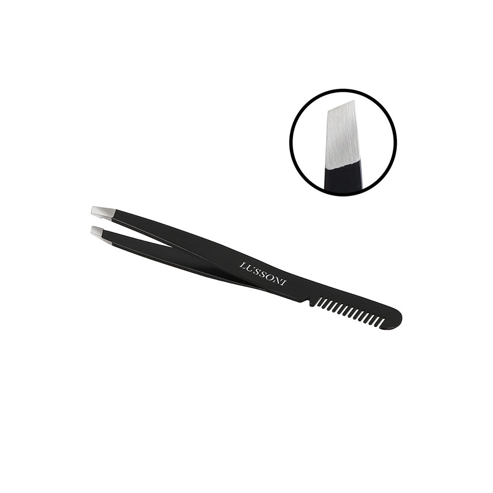 Lussoni Make Up  Slant Tweezers With Comb  9.9 cm- pinzette con pettine